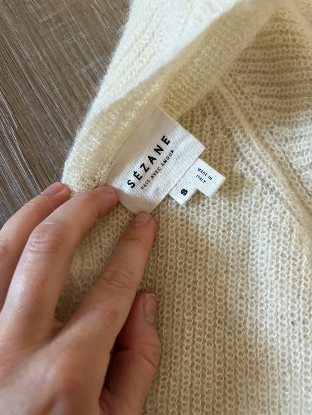 Sezane Cream V-Neck Lace Trim Women's Sweater - Small - Picture 3 of 3
